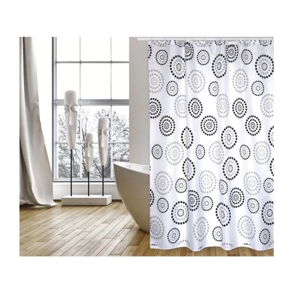MSV Rideau de douche Polyester DOTS 180x200cm QUALITE PREMIUM Gris