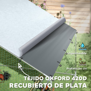 Gallinero para Exterior Gallinero de Acero Galvanizado con Comedero Colgante Tipo Brocheta Percha Cubierta Anti-UV e Impermeable para Conejos Patos Gansos Plata