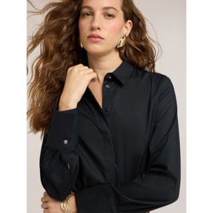 Motivi - Camicia in popeline con bottoni nascosti - Nero