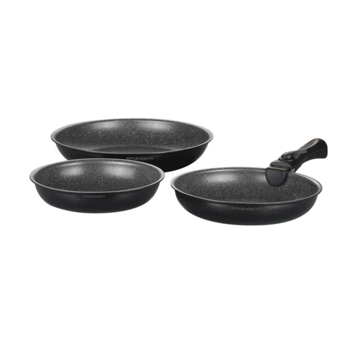 Set de 3 poêles 20/24/28cm Noir Brillant