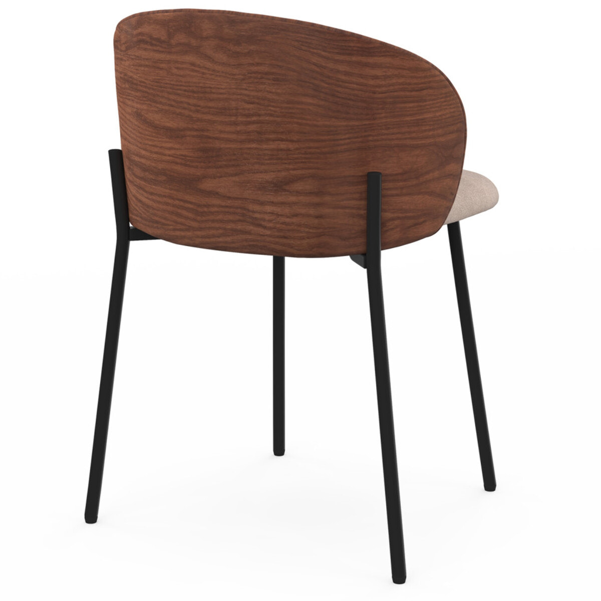 Chaises Poppy tissu taupe dossier effet noyer - lot de 4
