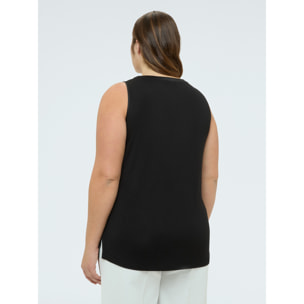 Fiorella Rubino - Top con escote en V y detalle de encaje - Negro