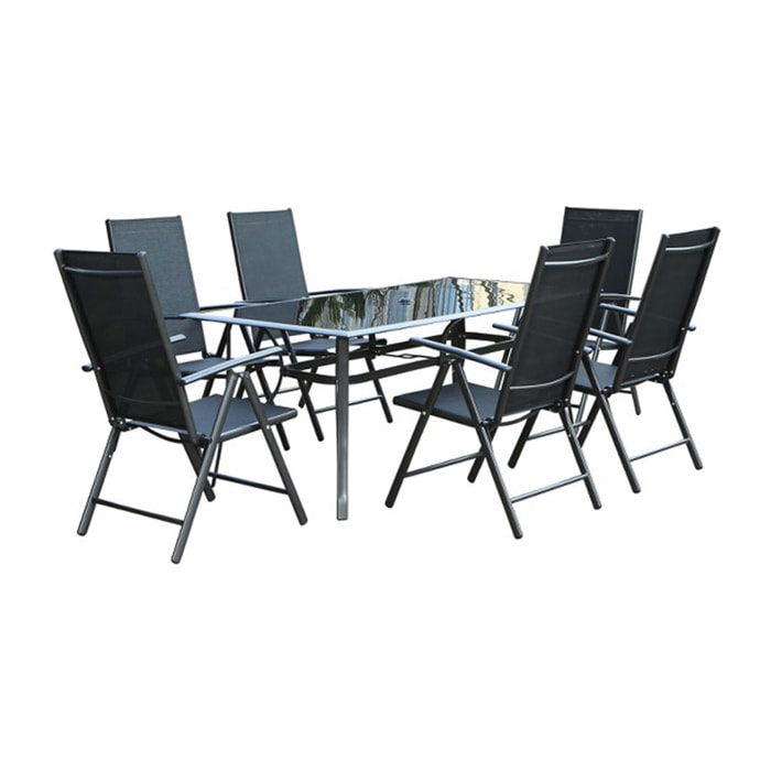 Table de jardin et 6 chaises en aluminium BARATHE