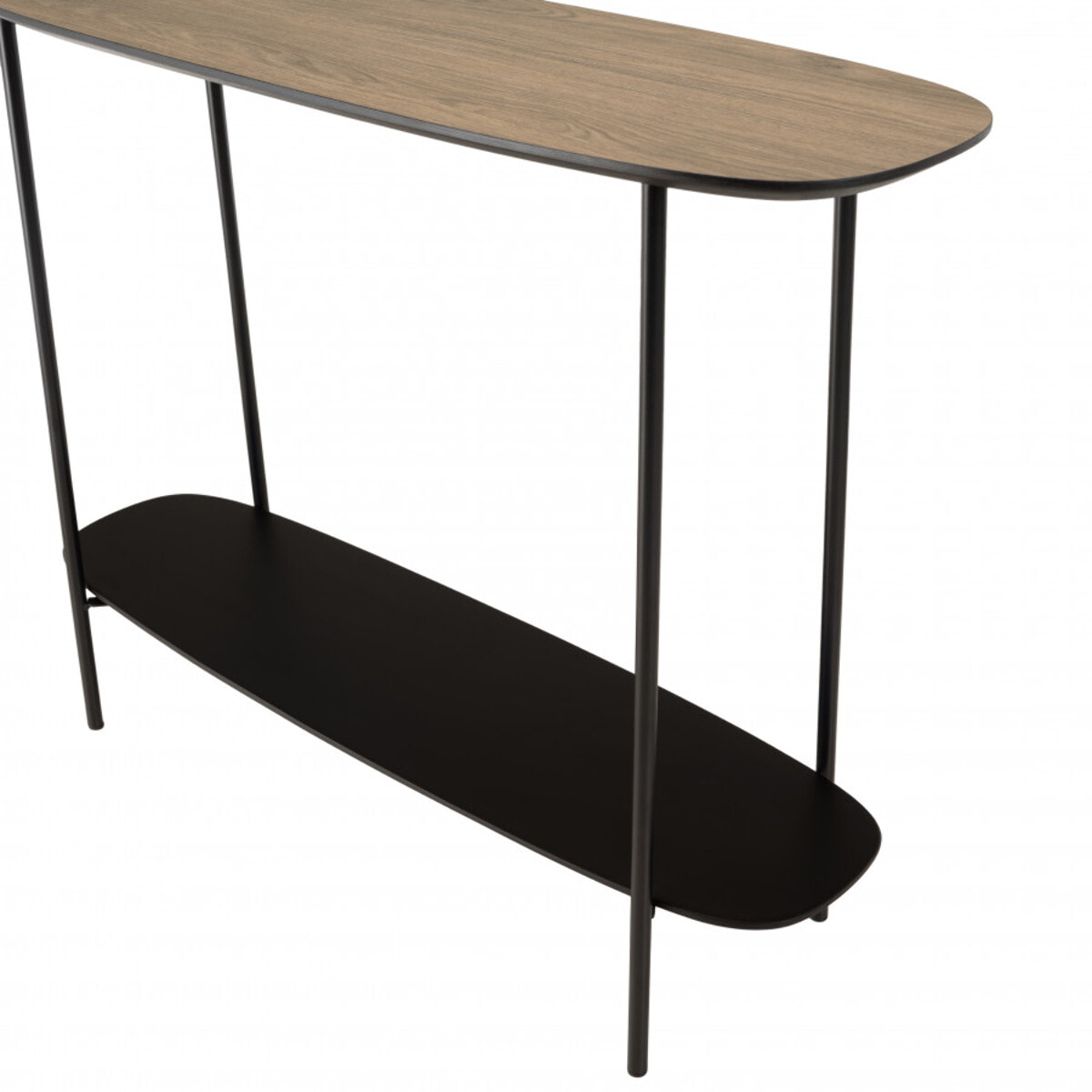 FLEUR - Console 2 plateaux 100x30cm bi-matière mocha/noir pieds métal