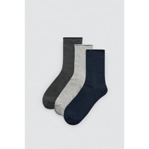 Confezione da 3 calzini alti in bambù senza risvolto in colori neutri