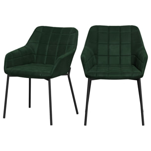 Chaise Romy en velours vert foncé (lot de 2)