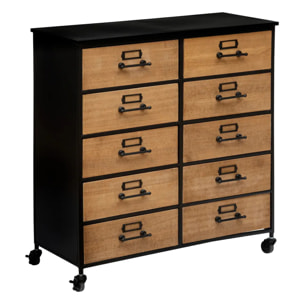 Commode double "Baris" métal et bois 10 tiroirs