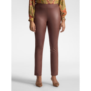 Elena Mirò - Pantaloni slim in tessuto spalmato - Marrone