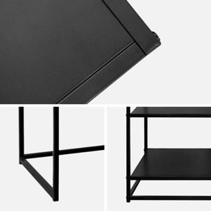 Bureau avec casiers et deux étagères en métal noir 120cm - INDUSTRIELLE