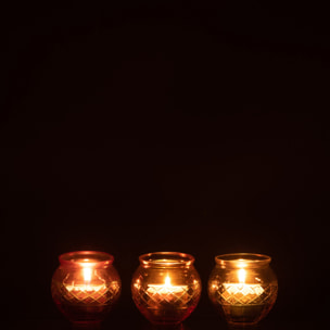 J-Line bougeoir Bord Feuilles Rond - verre - mix - 3 pcs