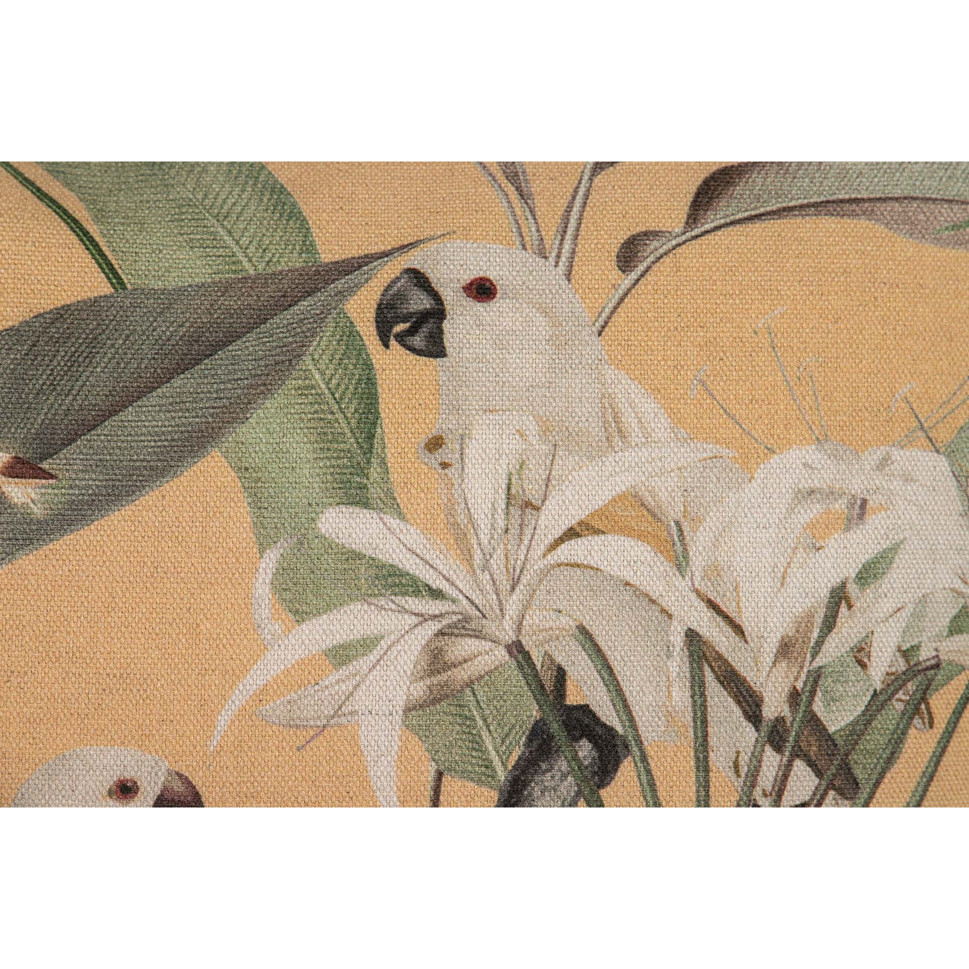 Cojin Lino Cacatuas Amarillo 45x13x45 Cm