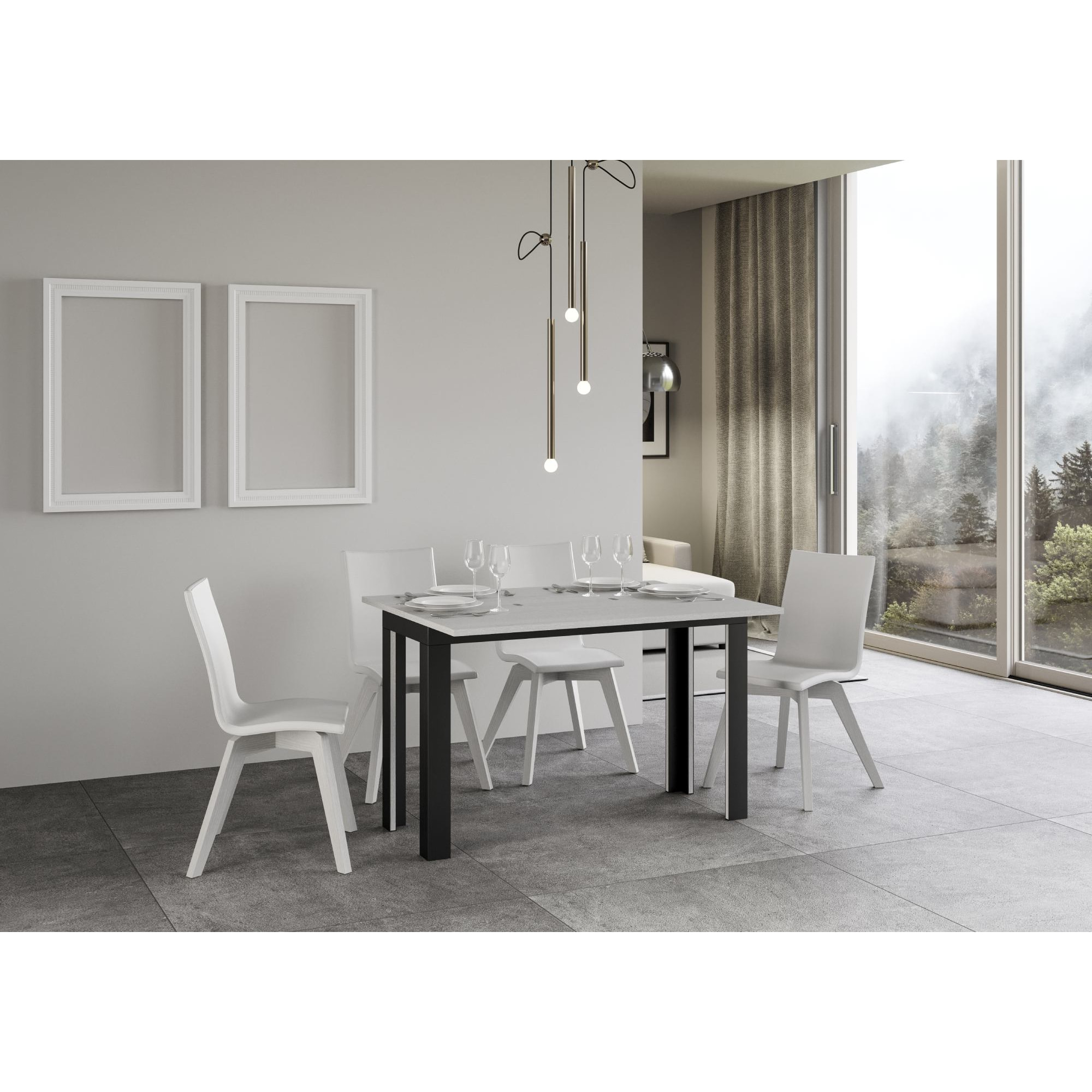 Tavolo apribile 120/200x45/90 cm Linea Double Bianco Frassino telaio Antracite