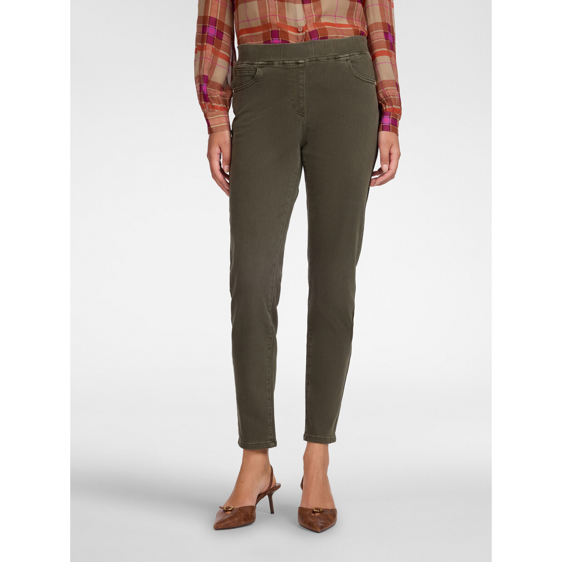 Elena Mirò - Pantaloni slim in drill misto cotone - Verde militare