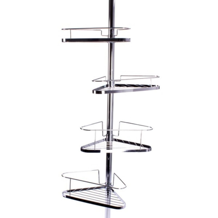 Etagère de douche d'angle auto-portée 145-250cm Acier Chromé telecscopique - sans perçage - 4 tablettes MSV