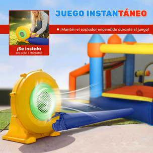 Castillo Hinchable Acuático 8 en 1 con Soplador 550W Castillo Hinchable Niños con Tobogán Zona de Salto Escalada Piscina Portería Canasta Lanzamiento de Aros Exterior Interior 350x325x210 cm