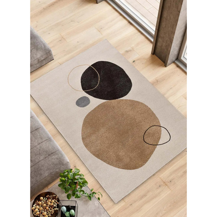 LESSIA Alfombra moderna de pelo corto beige, varias medidas disponibles.