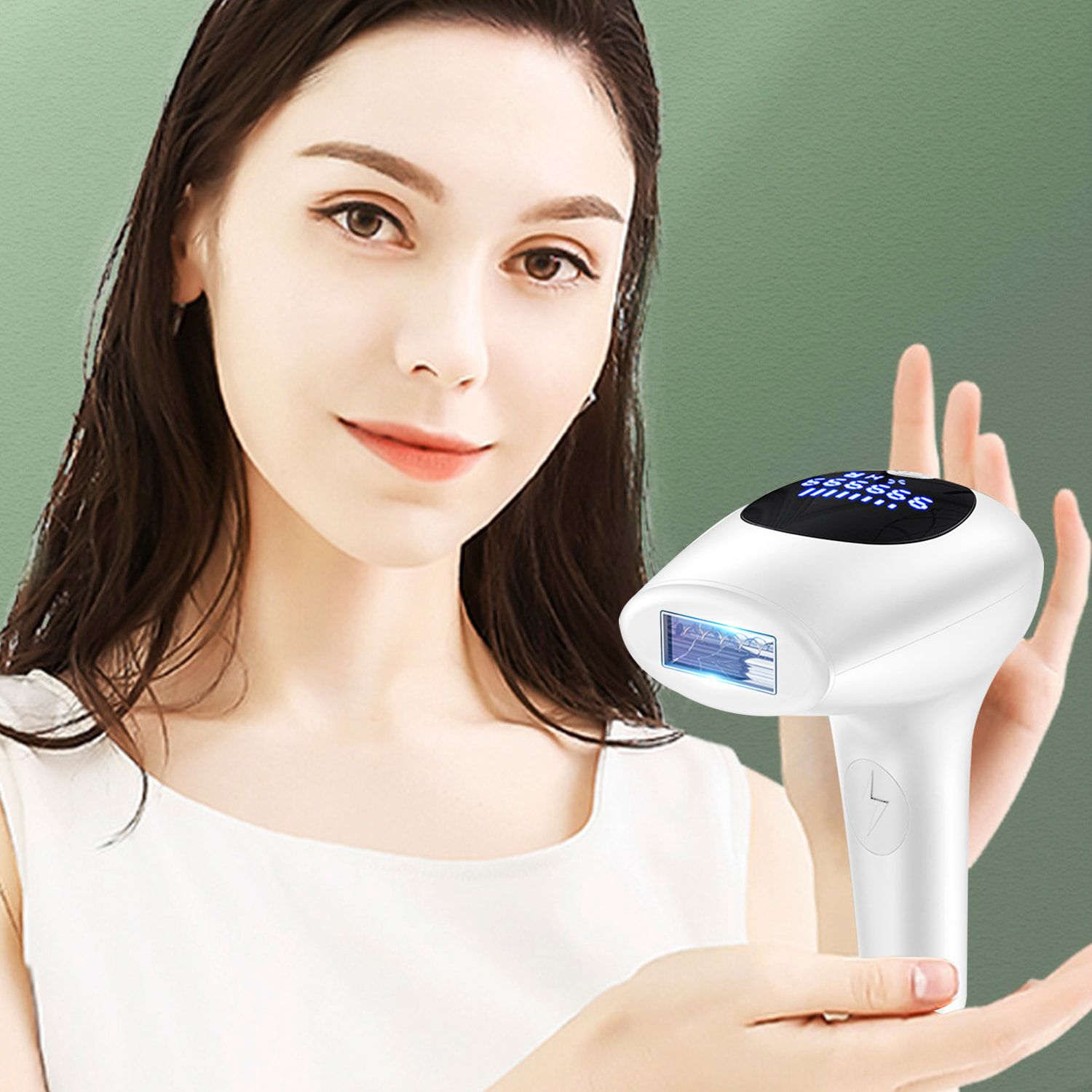 Depilatore IPL a luce pulsata. 8 livelli, 900.000 colpi di flash.