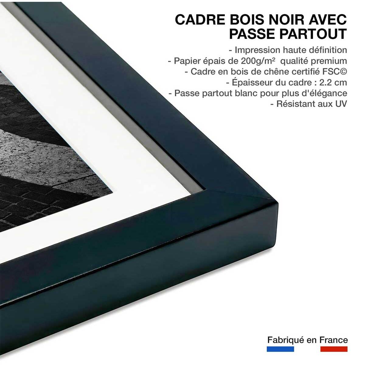 Poster front de mer Affiche + cadre en bois - Noir