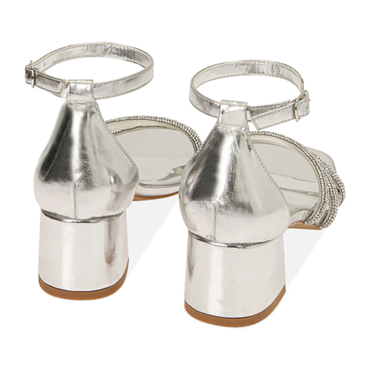 Sandali argento, tacco 5 cm