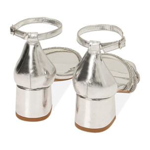 Sandali argento, tacco 5 cm