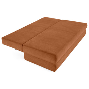 Nora - canapé 3 places convertible avec coffre en tissu texturé - Terracotta