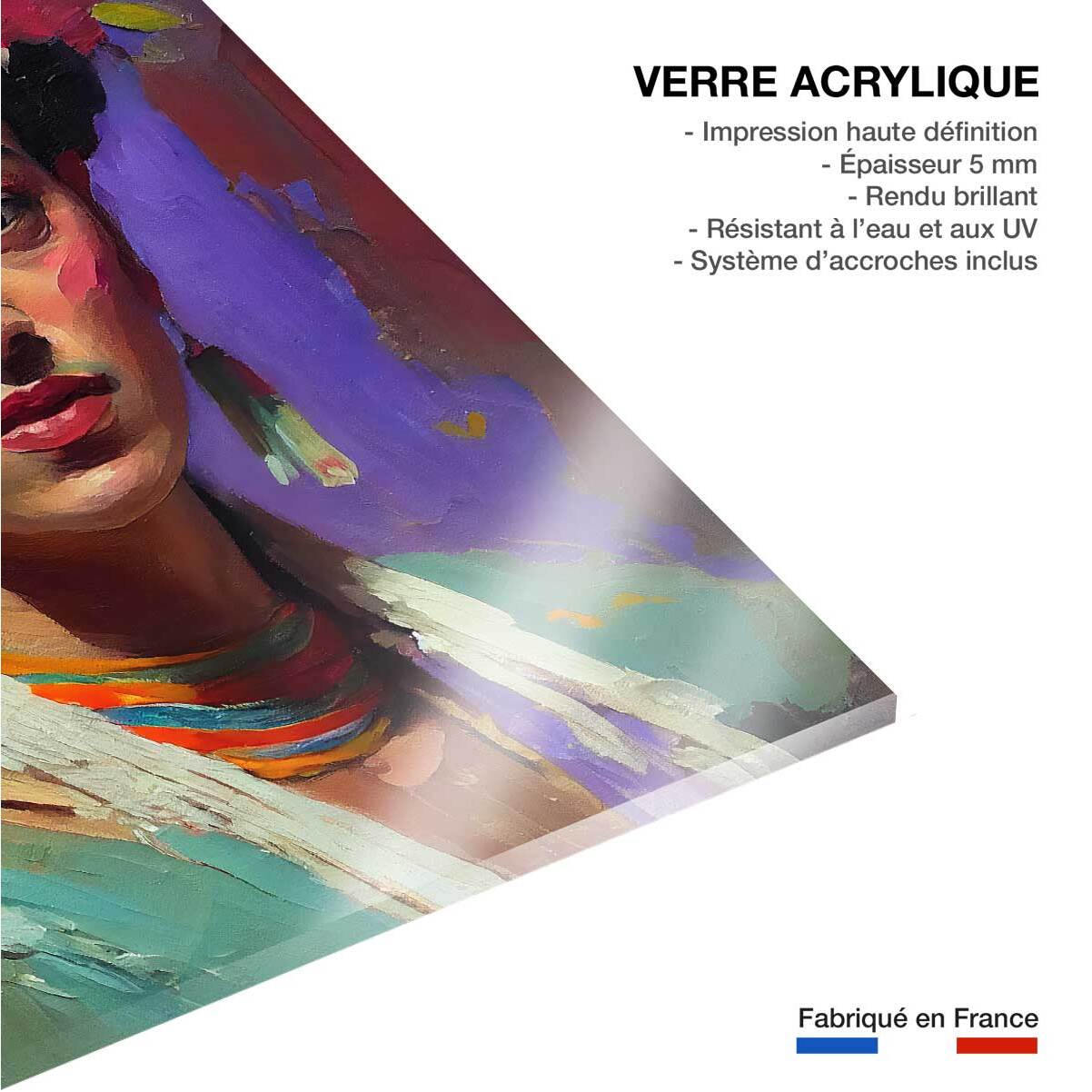 Tableau de fleurs portrait de frida  Tableau plexiglas