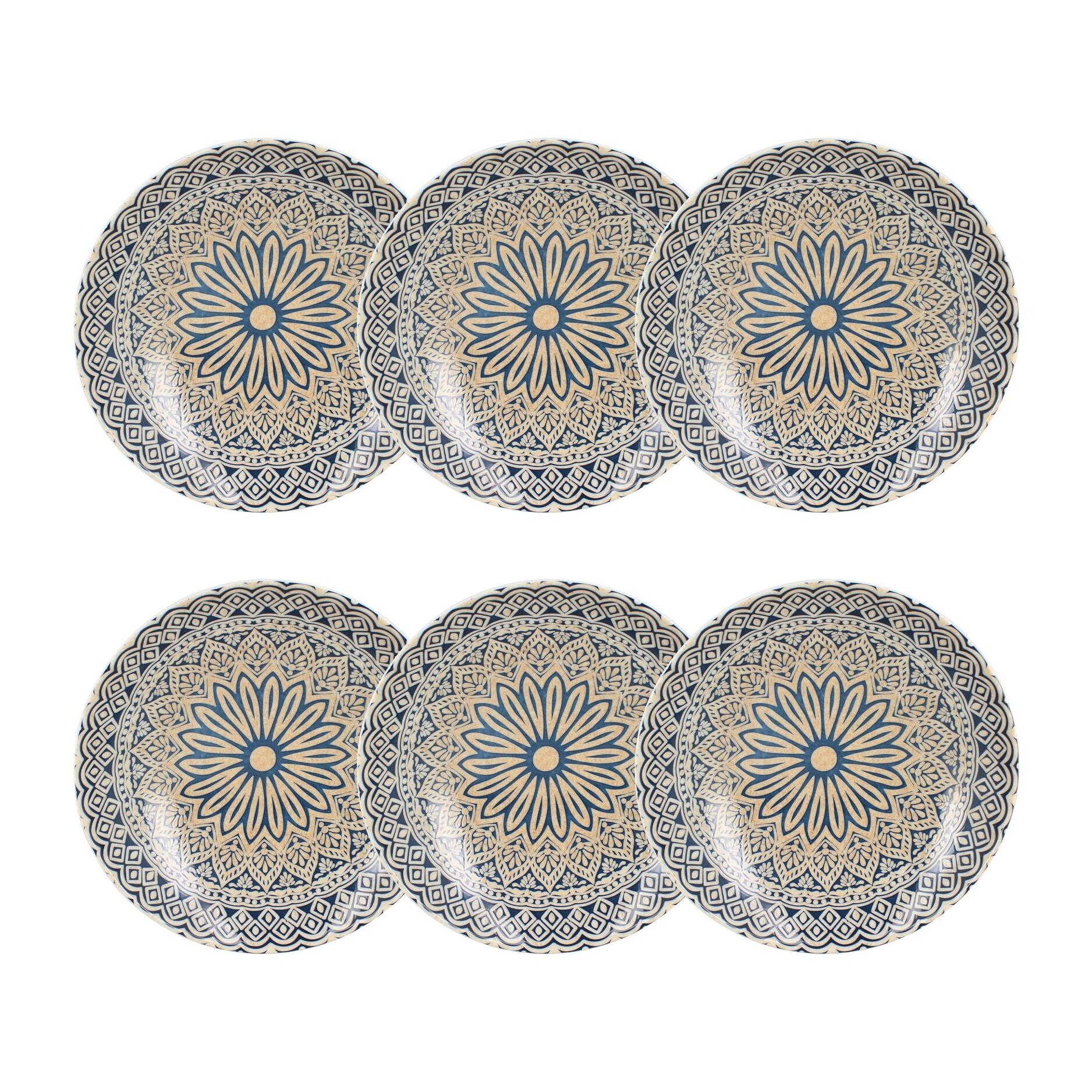 Lot de 6 assiettes creuses en porcelaine 21cm BYZANCE