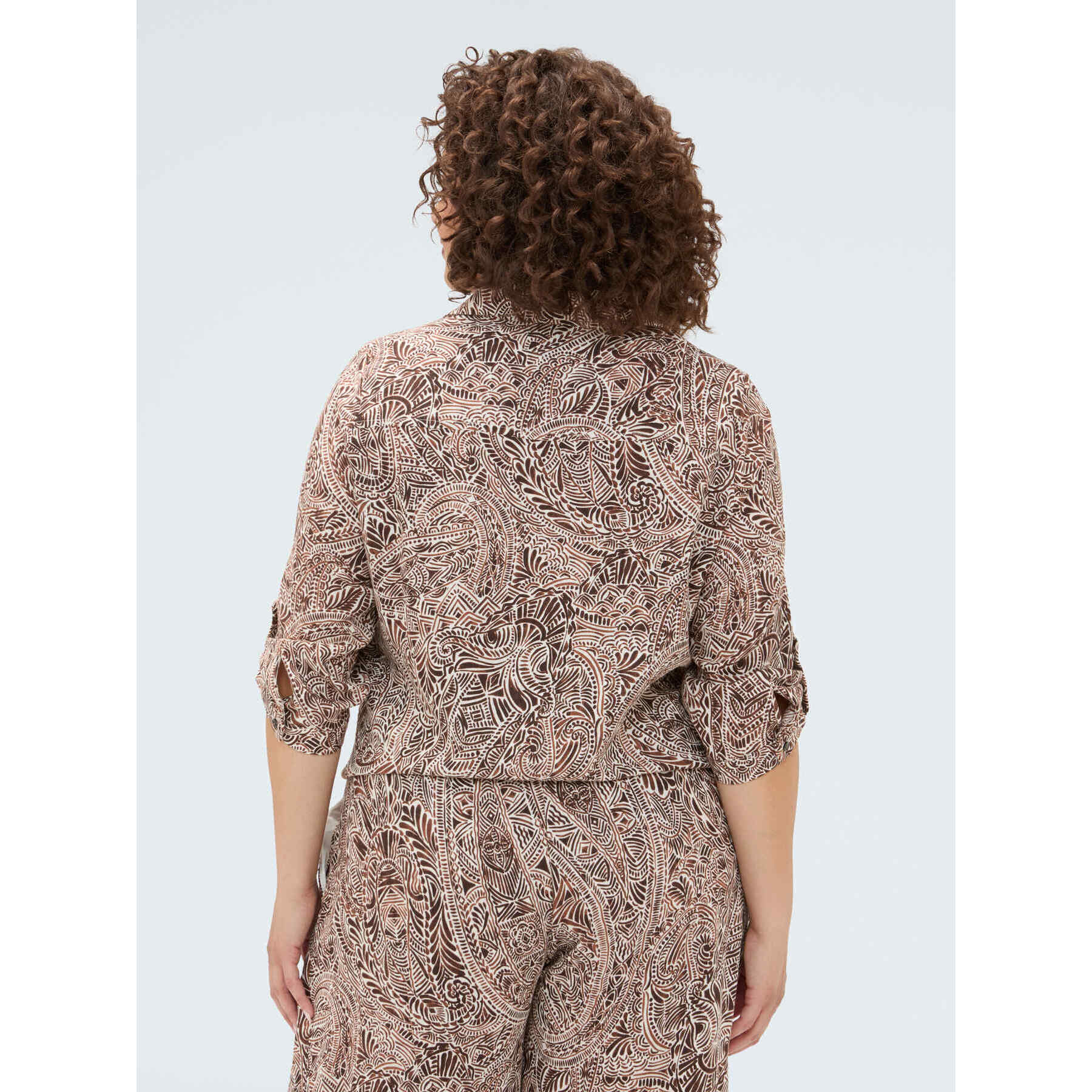 Fiorella Rubino - Camicia stampata con nodo - Marrone