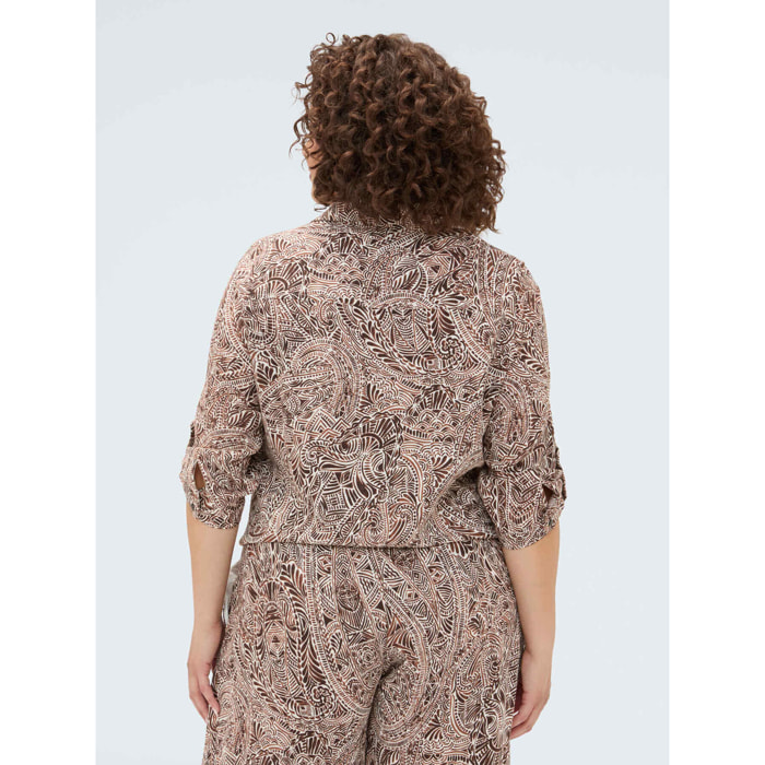 Fiorella Rubino - Camicia stampata con nodo - Marrone