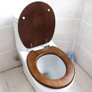 Well home asiento de inodoro mdf con tapa y bisagras de acero inoxidable color madera 37,5x5,5x45cm