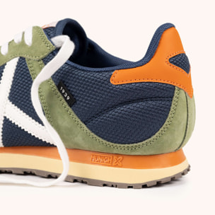 Zapatillas Retro Running Verde Oliva y Navy MUNICH MASSANA MAN 601.