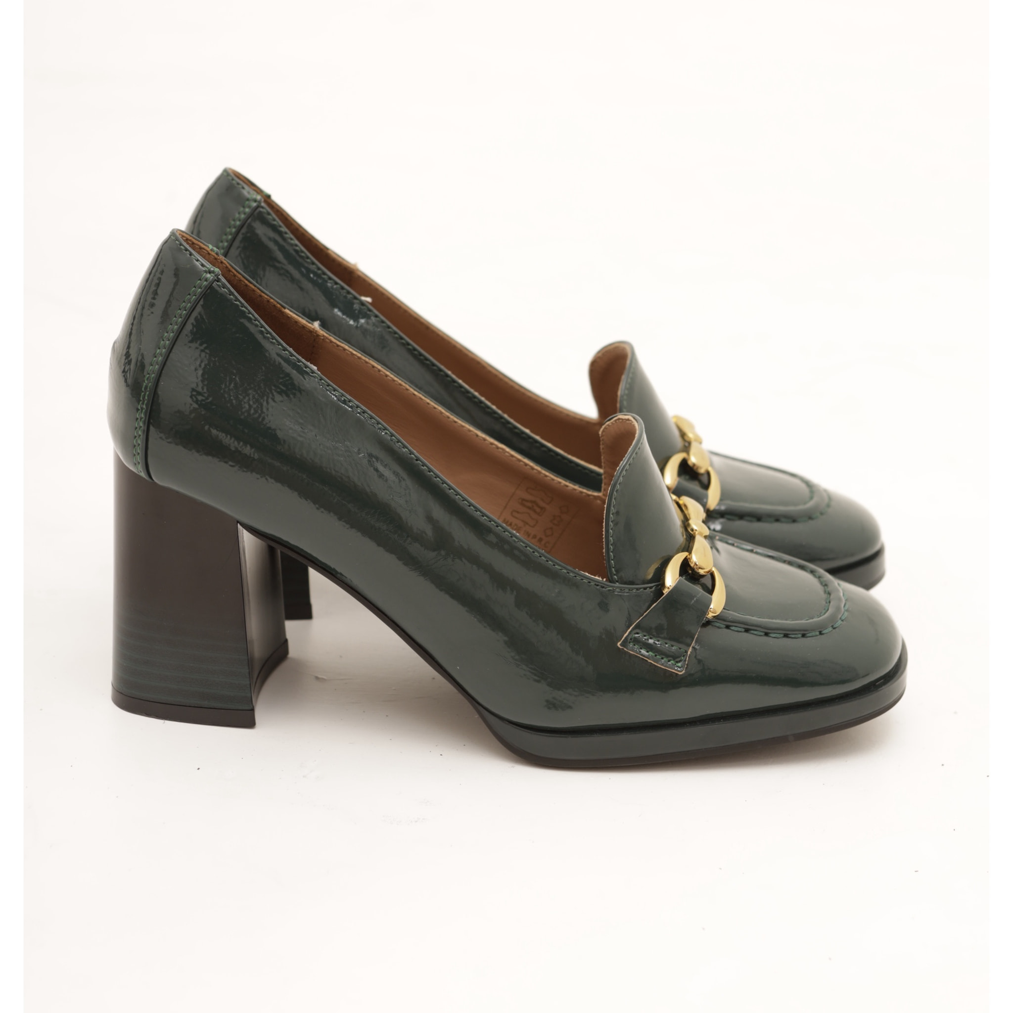MOCASSINO MORSETTO TACCO CHOCOLA' VERDE