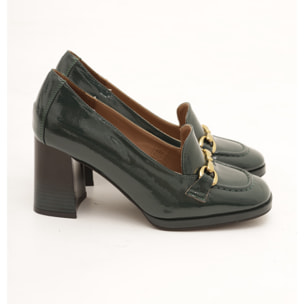 MOCASSINO MORSETTO TACCO CHOCOLA' VERDE