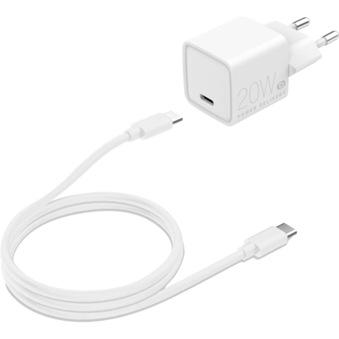 Chargeur + câble ESSENTIELB 20W charge rapide USB-C + Câble USB-C 1M compatible iPhone 17 16 15 Pro Max et Samsung Galaxy