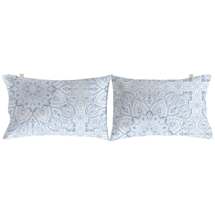 2 Fundas de almohada 50x75 cm azul RONDA - 100% algodón -