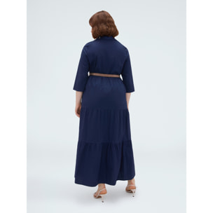 Fiorella Rubino - Vestido camisero Power en viscosa - Azul