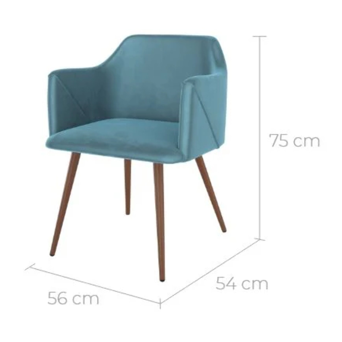 Lot de 2 chaises avec accoudoirs en velours bleu - Daisy