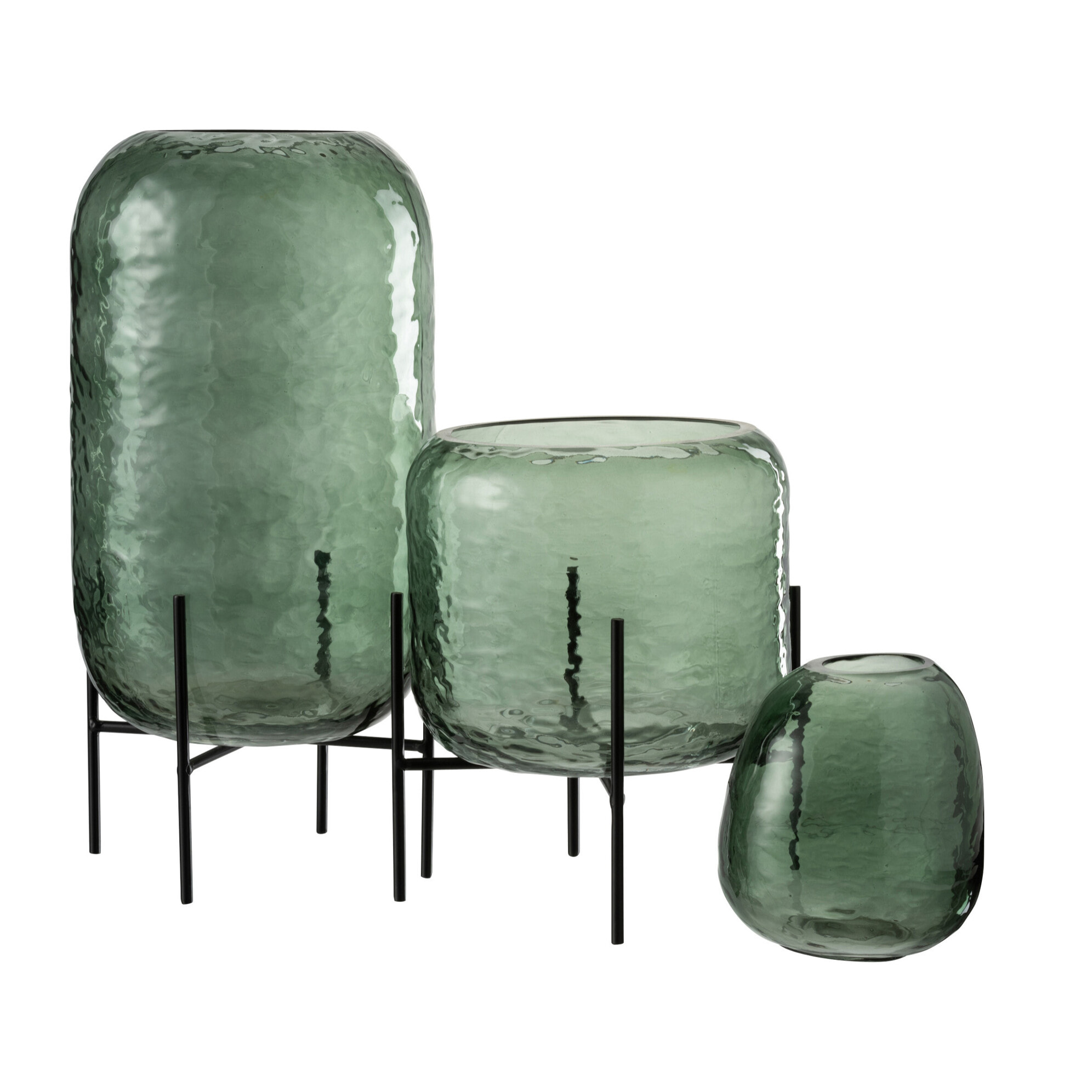 J-Line vase Rond Irrégulier - verre - vert - large - Ø 18 cm
