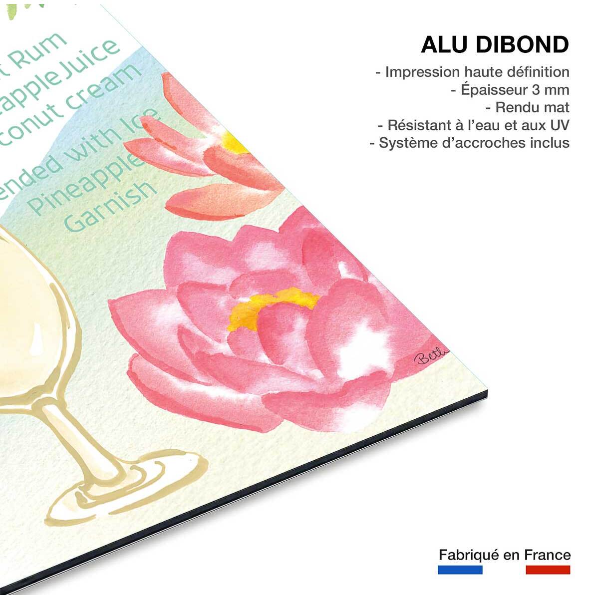 Tableau Pina colada en aquarelle Tableau alu Dibond