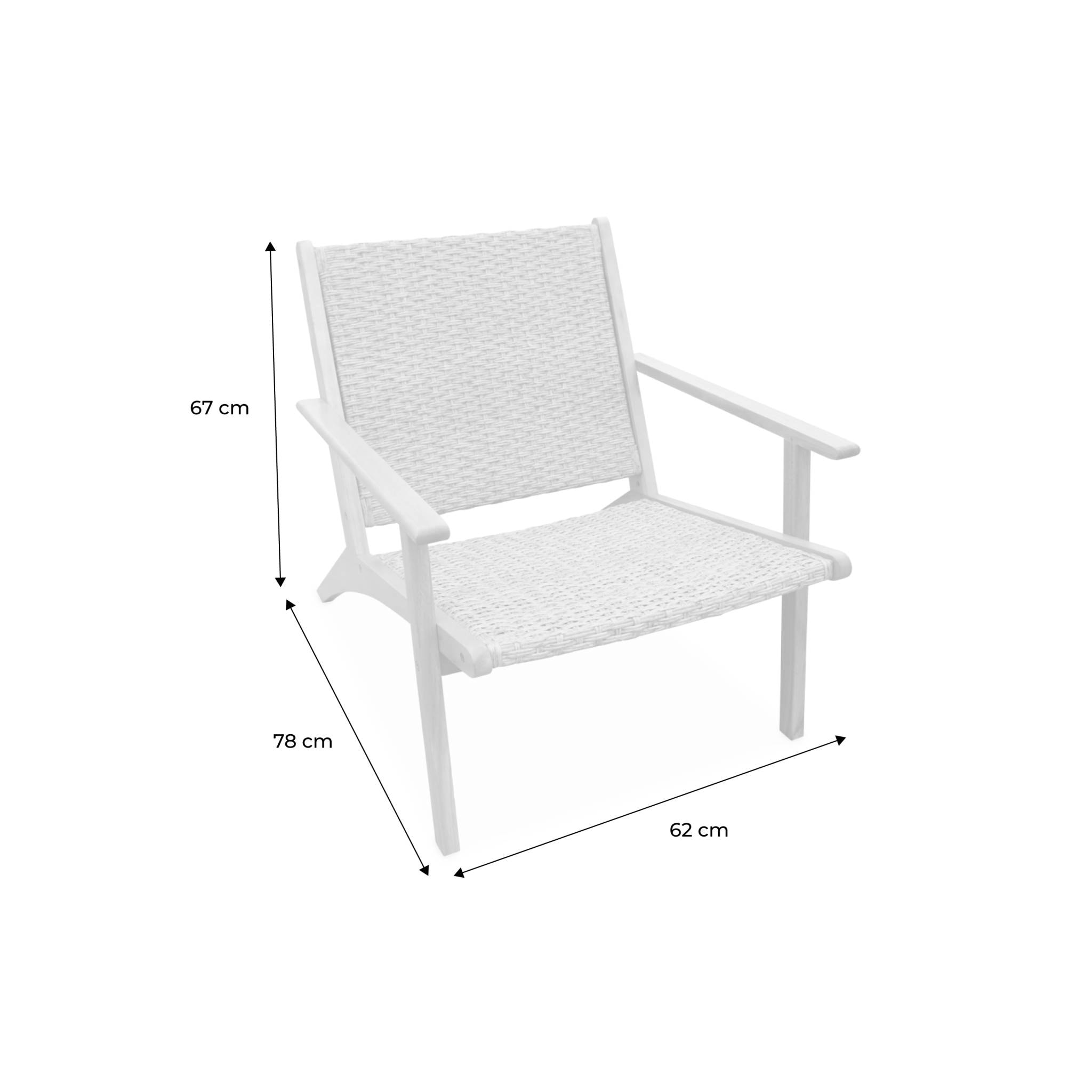 Lot de 2 fauteuils relax en bois et en résine effet paillage BELIZE 62 x 78 x 67 cm