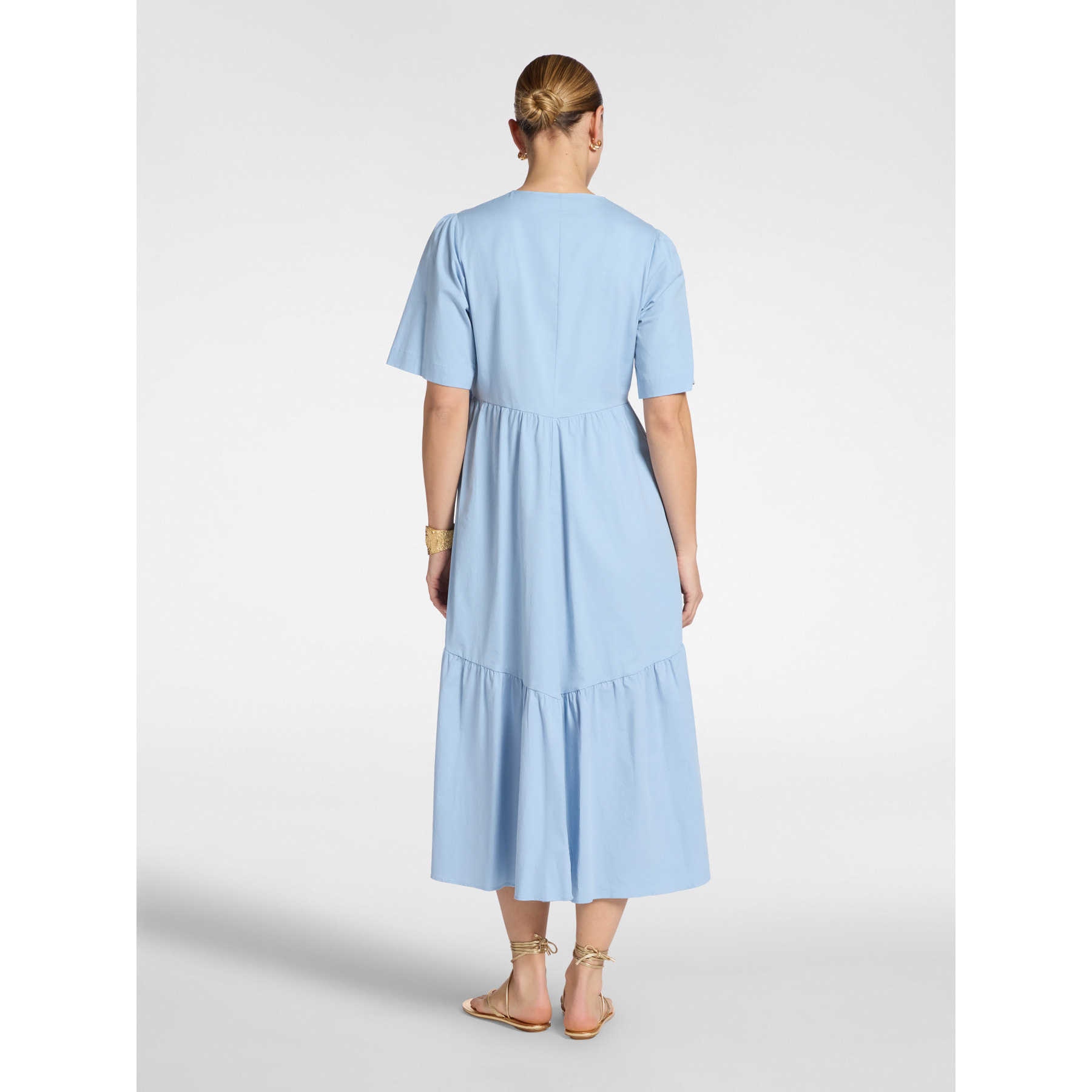 Elena Mirò - Vestito midi con volants - Azzurro