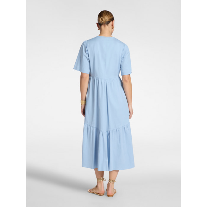 Elena Mirò - Vestito midi con volants - Azzurro