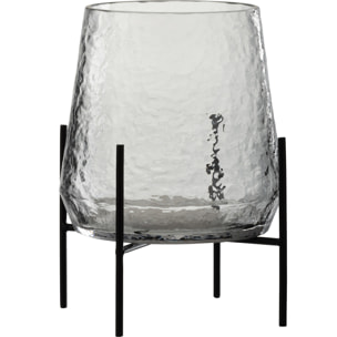 J-Line vase Sur Pied Irregulier - verre - transparent/noir - small - Ø 19.5 cm
