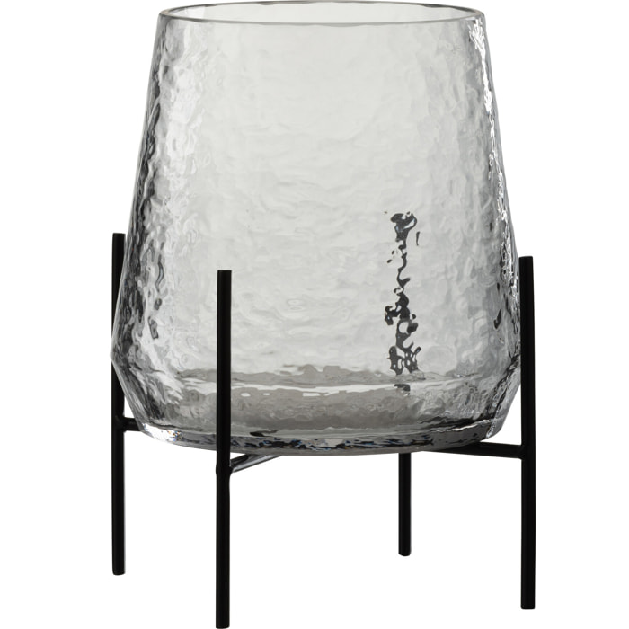 J-Line vase Sur Pied Irregulier - verre - transparent/noir - small - Ø 19.5 cm