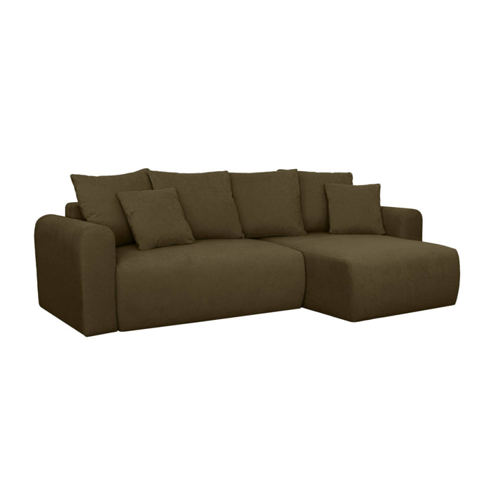 Canapé d'angle convertible réversible 3 places tissu chenille avec coffre ALMO