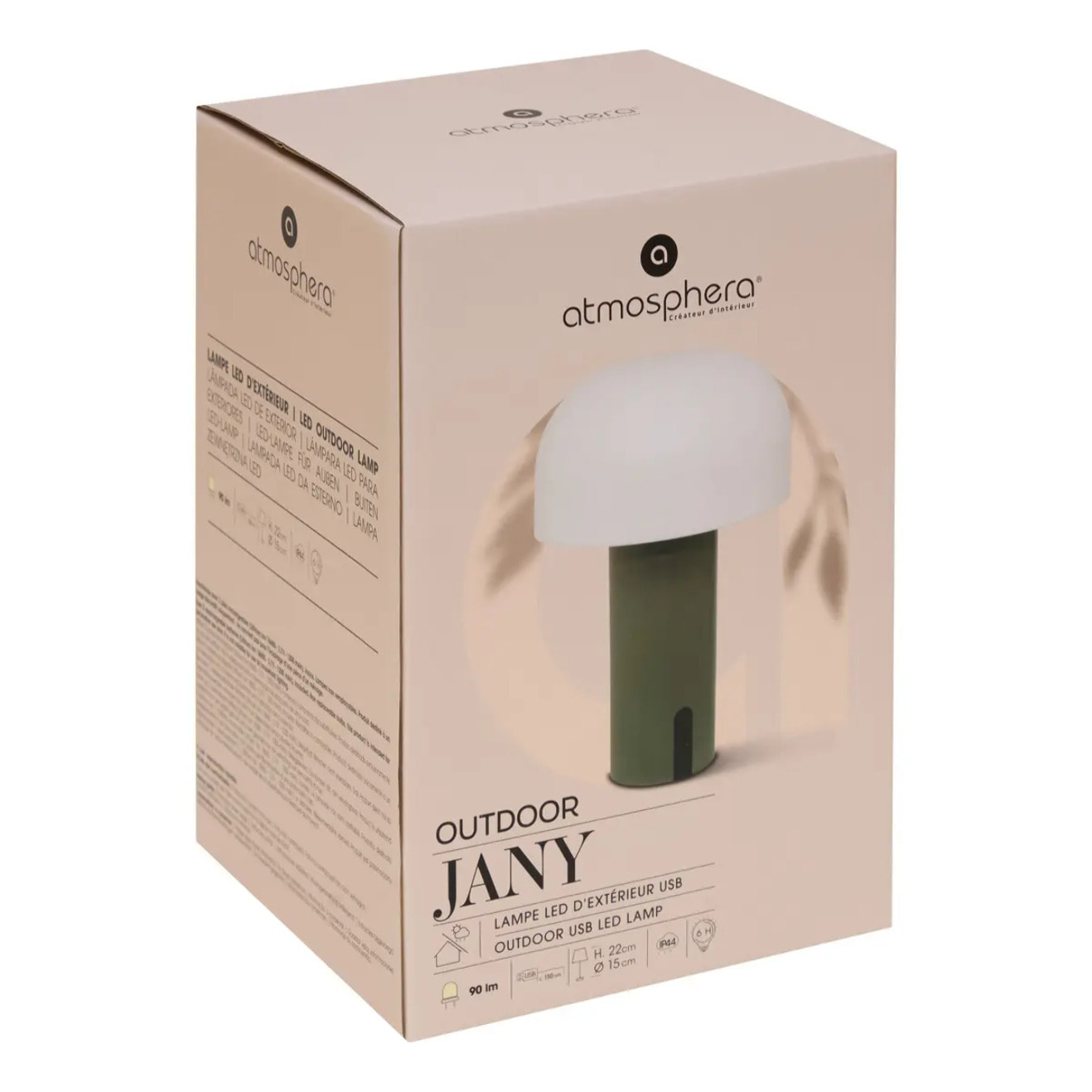 Lampe USB d'extérieurled "Jany" vert olive H22cm