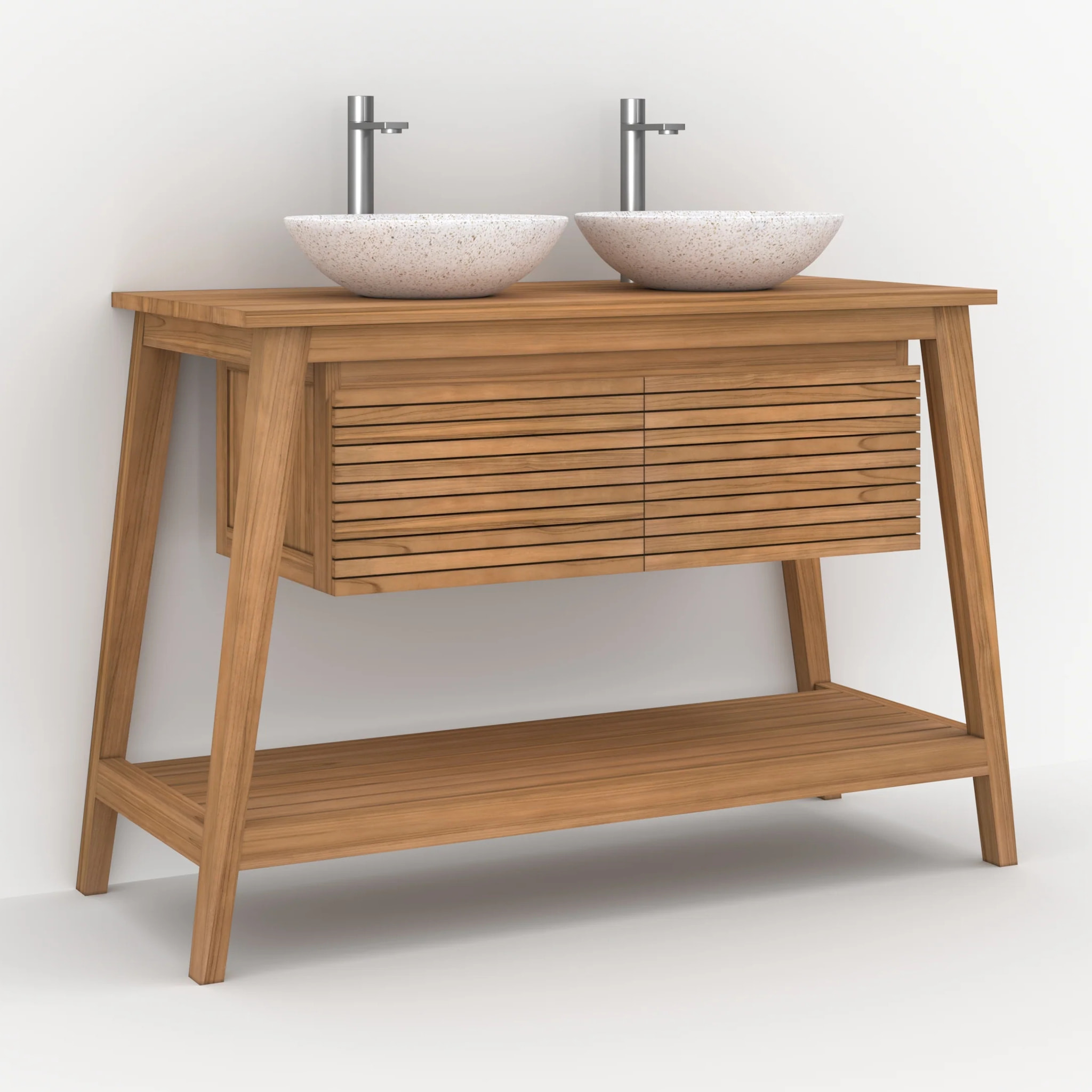 Meuble de salle de bain en bois de teck 120 cm - César