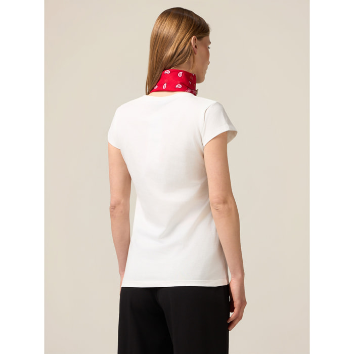 Oltre - Camiseta con pañuelo y pin - Blanco