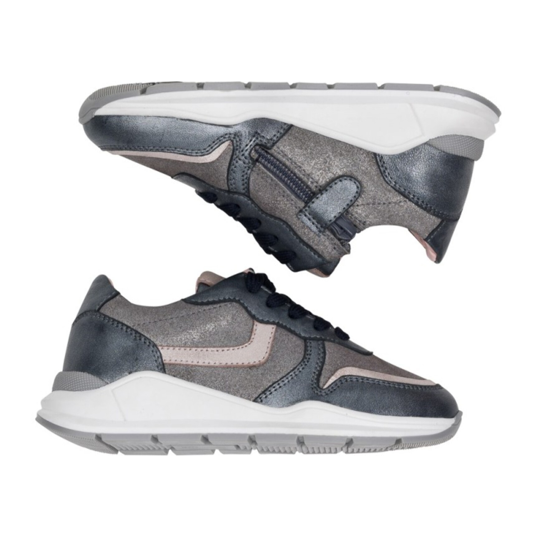 Sneaker de piel con cremallera lateral