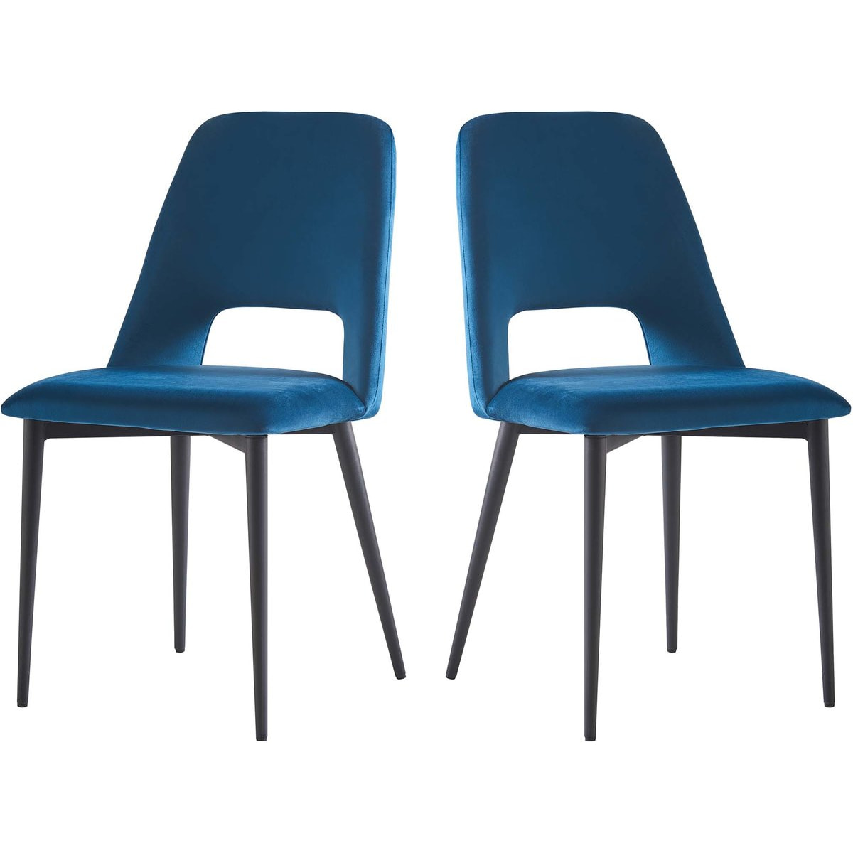 Lot de 2 Chaises en velours "Fedora" - Bleu foncé